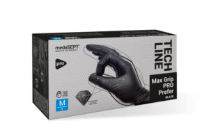Mănuși de protecție, nitrilice fără pudră, MAX GRIP BLACK