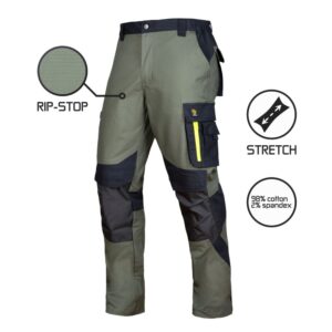 Pantaloni de lucru Ultratech Rip-Stop Stretch – verzi