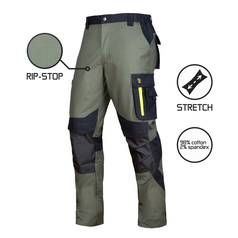 Pantaloni de lucru Ultratech Rip-Stop Stretch – verzi