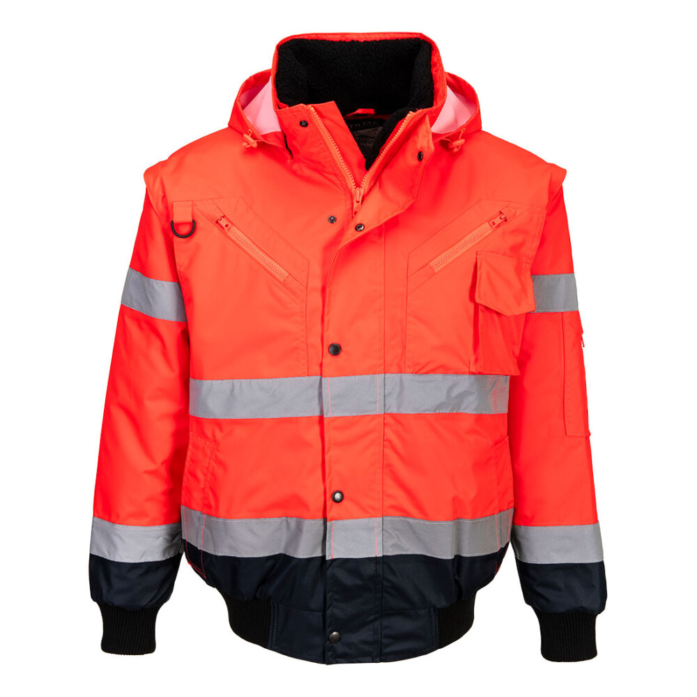 Jachetă Bomber 3 în 1 cu contrast Hi-Vis